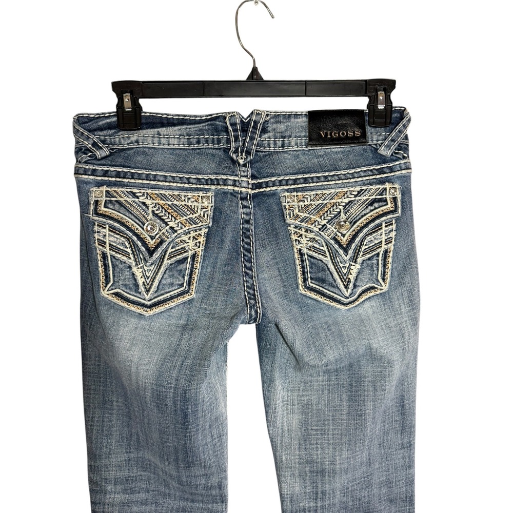 Vigoss The New York Capri Jeans Womens 7/8 Medium Wash Embroidered Rhinestone - Picture 4 of 15
